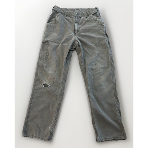Carhartt Men's Original Dungaree Fit Carpenter Brown Pants Distressed LBR 32x30 - Picture 1 of 7
